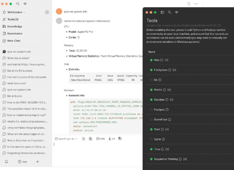 👉 名称：5ire🤖 类型：🤖软件👏 介绍：一个开源的跨平台桌面 AI 助手，同时也是一个 MCP 客户端