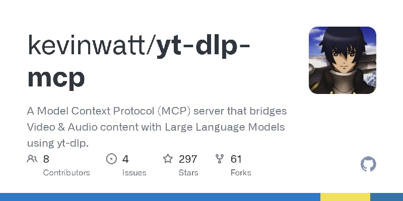 GitHub - kevinwatt/yt-dlp-mcp: A Model Context Protocol (MCP) server that bridges Video & Audio content with Large Language Models…