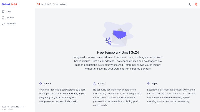 👉 名称：freegmail🤖 类型：🕸网站👏 介绍：Gmail 临时邮箱：
