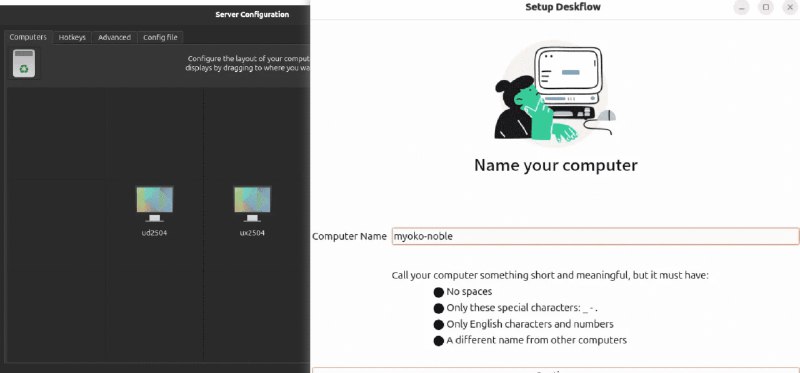 👉 名称：deskflow🤖 类型：🤖软件👏 介绍：Deskflow 是一款免费开源的跨平台键盘鼠标共享工具，允许用户使用一套键盘和鼠标来控制多台计算机