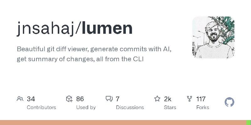GitHub - jnsahaj/lumen: Beautiful git diff viewer, generate commits with AI, get summary of changes, all from the CLI