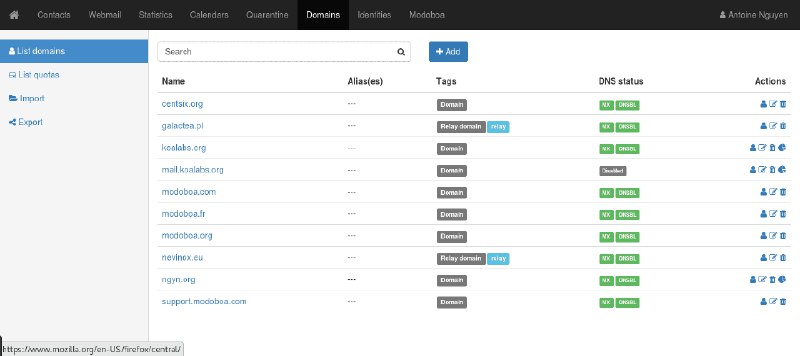 👉 名称：modoboa🤖 类型：🎯项目👏 介绍：Modoboa 是一个邮件托管和管理平台，提供了一个简洁的 Web 用户界面，包括管理面板、Webmail、日历、地址簿等 Sieve 过滤器、自动回复消息等功能其他邮件项目- mailcow-dockerized：一个 Docker 环境下的邮件服务器解决方案，通过 Docker 容器化的方式，提供了一个完整的邮件服务器解决方案，包括邮件服务器的各种组件，如邮件传输、邮件存储、邮件过滤等