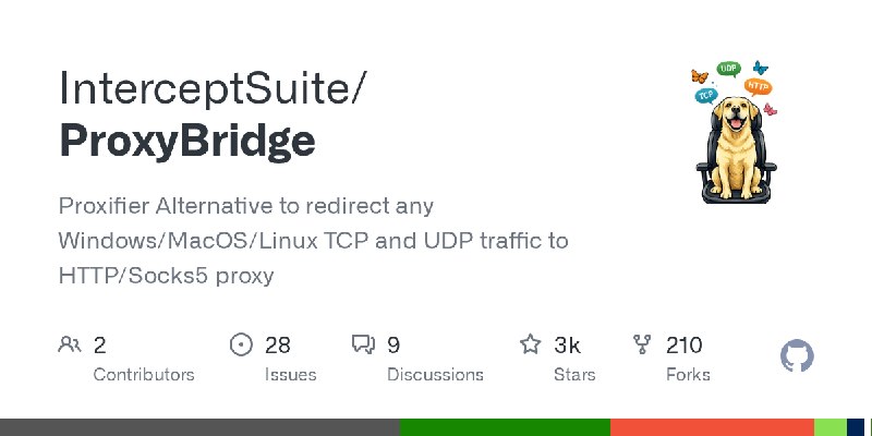 GitHub - InterceptSuite/ProxyBridge: Proxifier Alternative to redirect any Windows/MacOS/Linux TCP and UDP traffic to HTTP/Socks5…