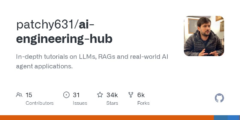 GitHub - patchy631/ai-engineering-hub: In-depth tutorials on LLMs, RAGs and real-world AI agent applications.