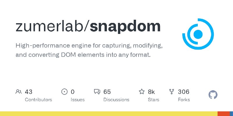 GitHub - zumerlab/snapdom: High-performance engine for capturing, modifying, and converting DOM elements into any format.