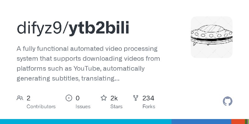 GitHub - difyz9/ytb2bili: A fully functional automated video processing system that supports downloading videos from platforms…