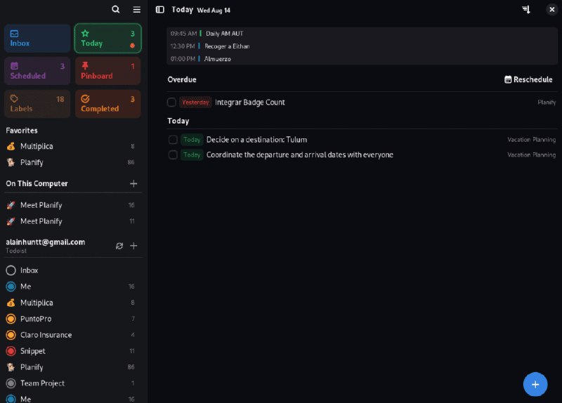 👉 名称：Planify🤖 类型：🤖软件👏 介绍：Linux 专属的一款高颜值的任务管理软件，它专为 GNOME 桌面环境设计，支持 Todoist 和 Nextcloud 的集成