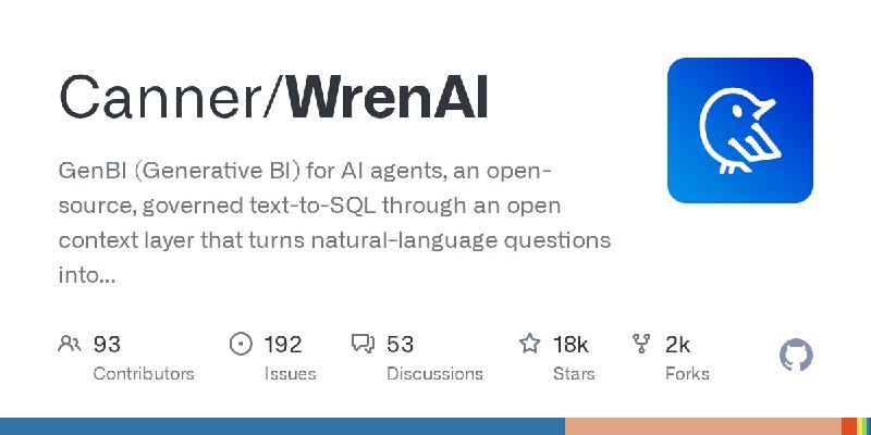 GitHub - Canner/WrenAI: GenBI (Generative BI) for AI agents, an open-source, governed text-to-SQL through an open context layer…