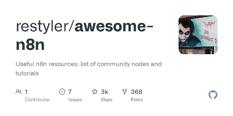 GitHub - restyler/awesome-n8n: Useful n8n resources: list of community nodes and tutorials