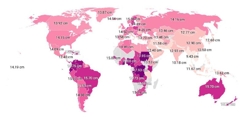 全球阴茎尺寸排行出炉！ 中国大陆男性以12.9cm赢台湾日本线上资料库Data Pandas公布各国男性阴茎尺寸排行，苏丹、刚果和厄瓜多三国以17.5cm以上占据前3名，中国大陆以12.9cm排第106名，胜过台湾、新加坡及韩国等地区，略低于13.91cm的全球平均值，垫底的则是泰国的9.43cm