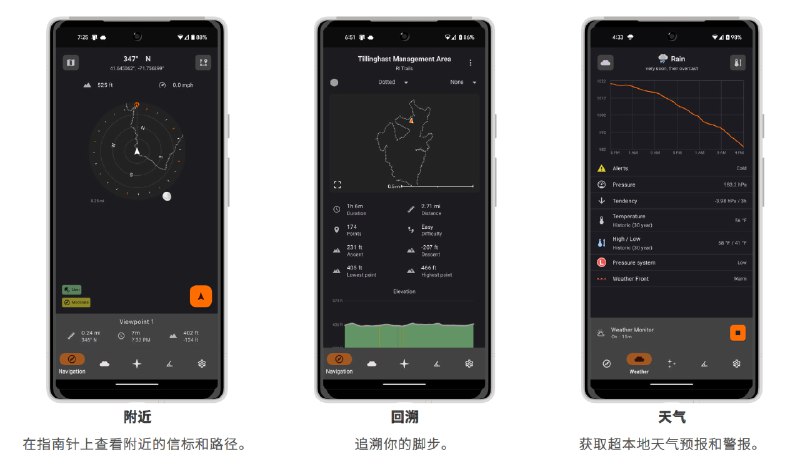 #Android #APP #户外 #地图🧭 Trail Sense（路径感知） - 一款专为野外出行设计的 APPAPP 支持显示指南针、海拔、潮汐、气温和降水、太阳和月亮轨迹等信息，内置信号查找、哨子、三角定位、计步器等数十种工具完全离线使用，支持中文，仅支持Android☀️ 配合 Organic Maps 使用，体验更佳📮投稿    📢频道    💬群聊    🔎索引