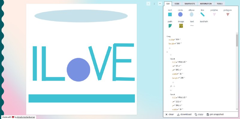SVG.wtfSVG 互动编辑工具，特点是可通过拖拽的方式添加元素，如 rect、circle、ellipse、line、polyline、polygon、path、image、text 和 textPath，并且可以自由调整比例和缩放，实时预览渲染结果，支持导出文件和复制代码，完全免费，无需注册
