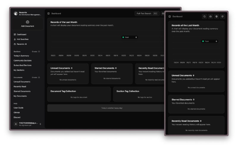 #AI #阅读 #开源 #工具📰 Revornix - 一款开源的 AI 资讯管理工具Revornix 可一站式收集资讯包括新闻、博客、论坛等，收集之后将基于 AI 转化为 Markdown，并使用 Milvus 向量数据库存储它不仅是一个信息阅读和存储工具，更是一个集成了智能推荐和个性化筛选功能的阅读系统，让人们能更加专注阅读有用的信息📮投稿    📢频道    💬群聊    🔎索引