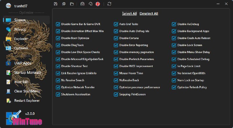 #软件 #工具 #开源🪟 WinTune - 开源 Windows 系统优化工具▎软件平台：#Windows▎软件介绍：一款开源且免费的 Windows 系统优化工具，旨在帮助用户调整和优化系统设置，从而提升计算机的性能和用户体验