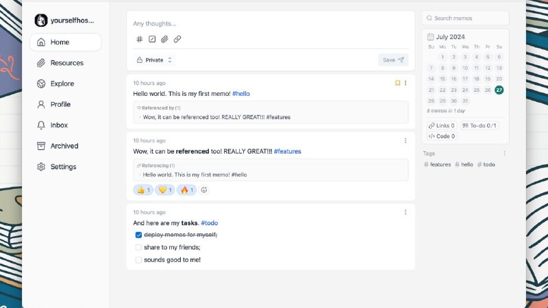 memos开源、自托管的笔记记录解决方案，专为无缝部署和多平台访问而设计